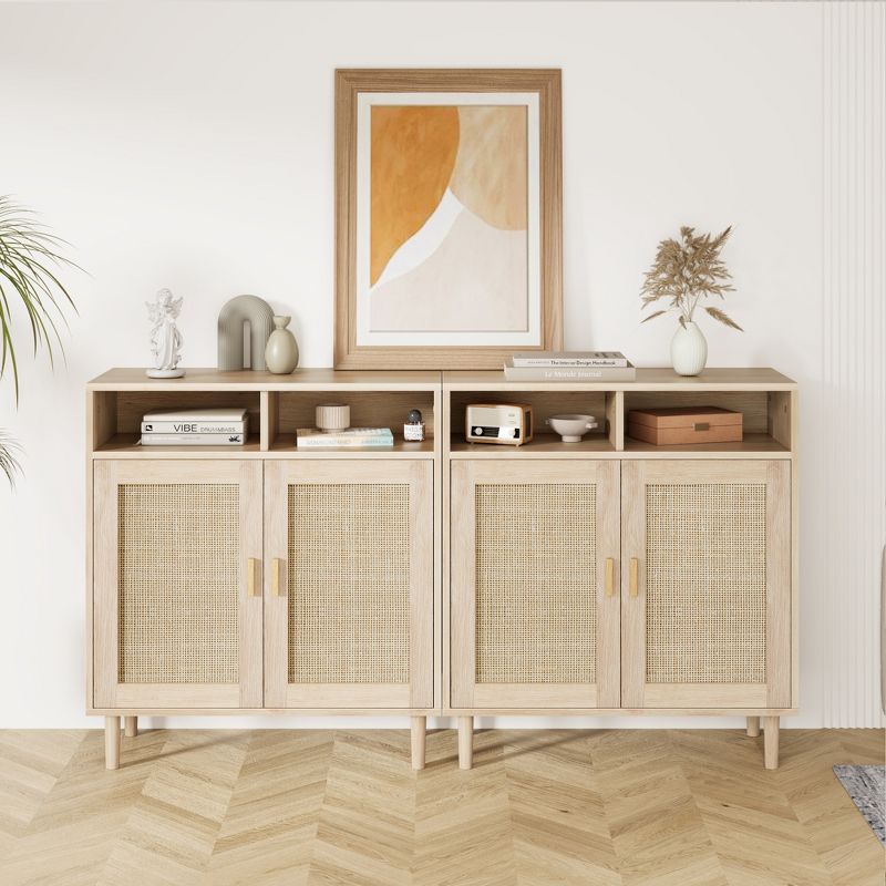 36``H Sideboard Buffet Storage Cabinet, Rattan Kitchen Cabinet with 2 Doors/Shelf, Accent Modern Dining Living Room Entry Hallway Coffee Bar Furniture
