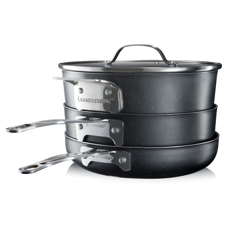 Granitestone Stackable 5 Pc Space Saving Nonstick Cookware Set