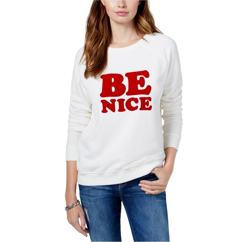 ban.do Womens Be Nice Pullover Sweater, white, Small