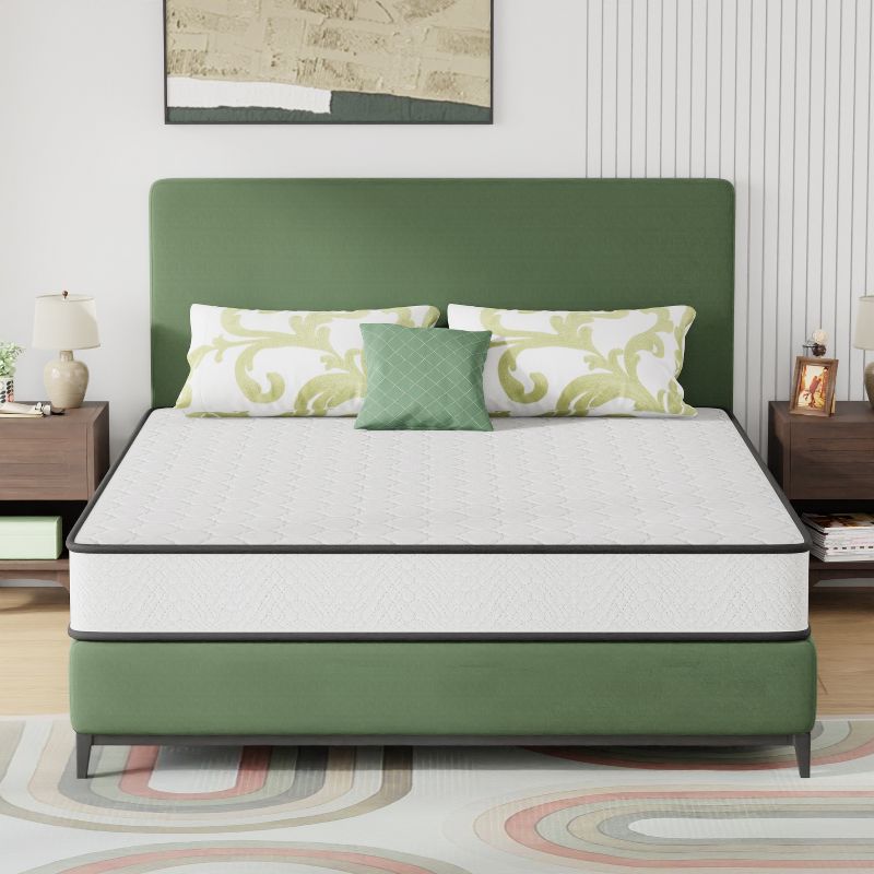 FDW 8 Inch Mattress Medium Firm Spring Mattress Cool Sleep Pressure Relief Queen Size Mattress in a Box Fiberglass Free CertiPUR-US Certified
