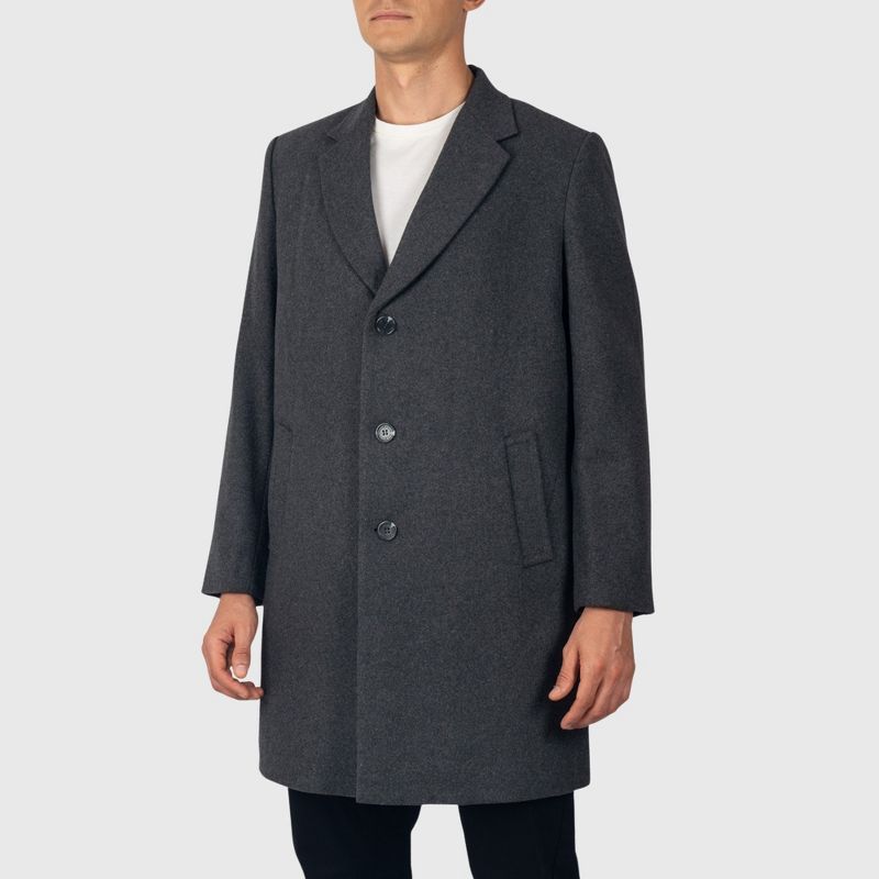Alpine Swiss Luke Mens Wool Blend Overcoat Single Breasted Topcoat Tailored Notch Lapel Coat Business Professional GRY MED