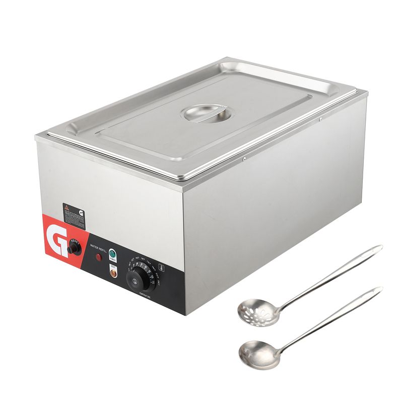 Commercial Countertop Food Warmer, 20 Quart Stainless Steel Food Warmer with Temperature Control & Lid, Catering, Restaurant, Fits 21 x 12.8 Pan