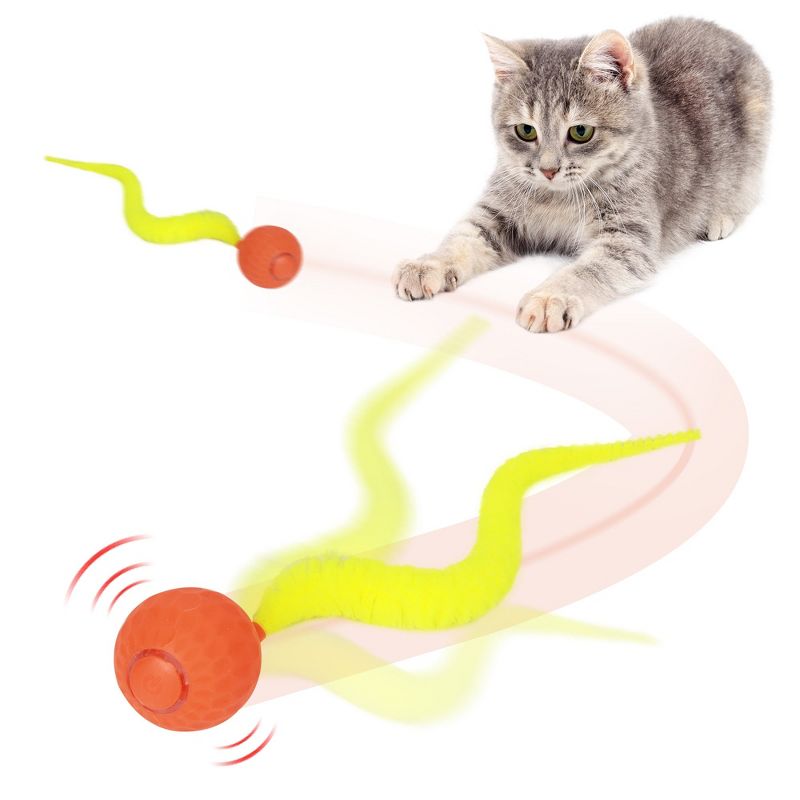 Allforpaws Interactive Cat Toy Thrill Jumping Ball Cat Toy, Orange, Halloween Pet Toy