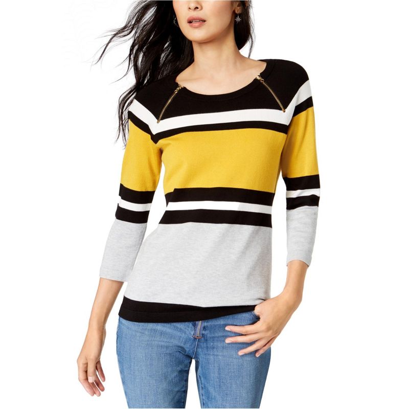 I.N.C International Concepts Womens Zip Trim Pullover Sweater, gold, XX-Large