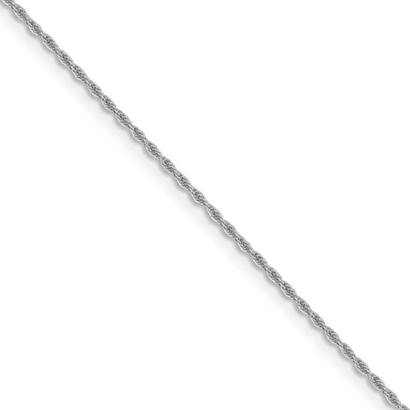 Black Bow Jewelry 1.2mm 10k White Gold Solid Loose Rope Chain Necklace, 18 Inch