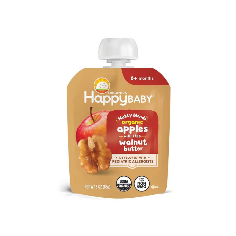 Happy Baby Nutty Blends Organic Apples & Walnut Butter Baby Food Pouch - 3oz