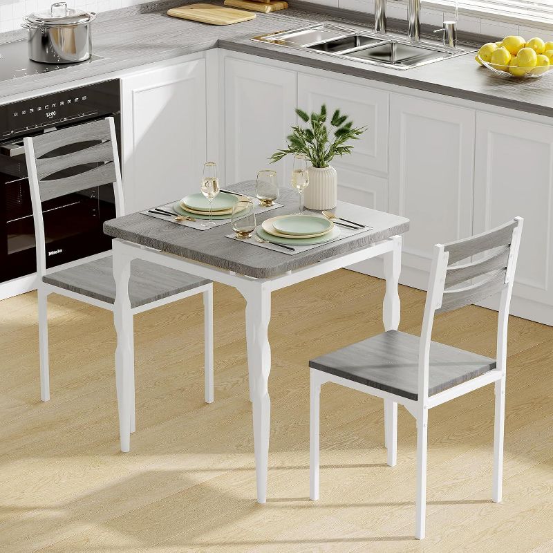 3-Piece Dining Set for Small Spaces, Table & 4 Chairs with Spiral Legs, Compact Kitchen Table Set for Apartments