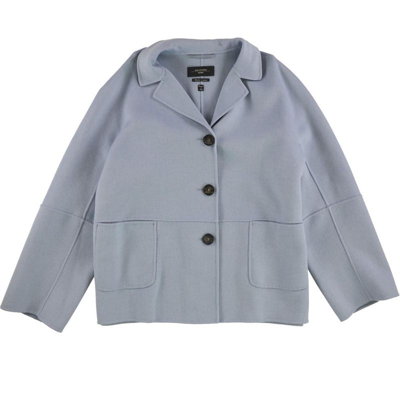 MaxMara Womens Button-Front Jacket, medblue, 8