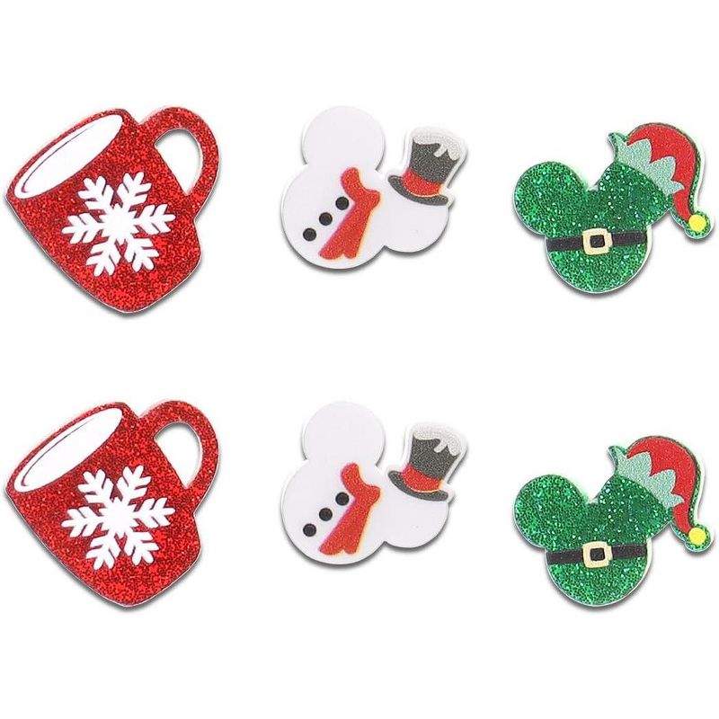 Christmas Earrings Set for Women: Holiday Tree & Snowflake Stud and Dangle Jewelry. Red Green One Size