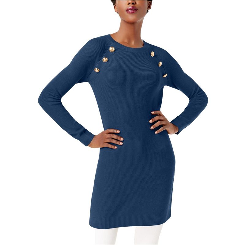 I.N.C International Concepts Womens Embellished Tunic Sweater, deeptwilight, Medium