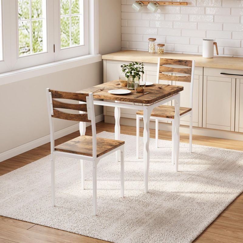 3-Piece Dining Table Set for 2 – Space-Saving Kitchen & Dining Room Furniture with Spiral Table Legs, Perfect for Apartments
