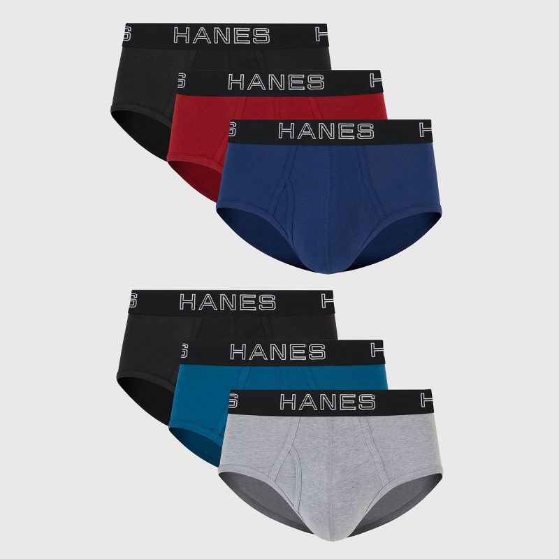 Hanes Premium Men's Stretch Classic Briefs 6pk - Blue/Black/Red S: Tagless High Rise Underwear