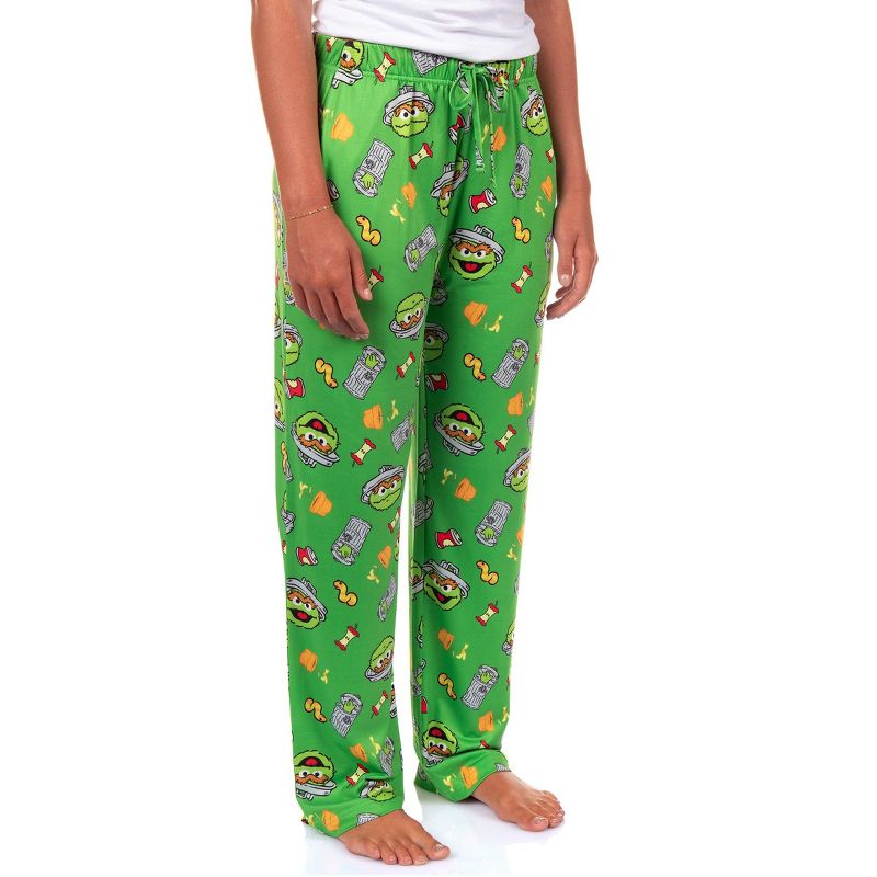 Sesame Street Pajama Pants Mens' Oscar The Grouch Garbage Can Slimey Lounge Bottoms Sleepwear (L)
