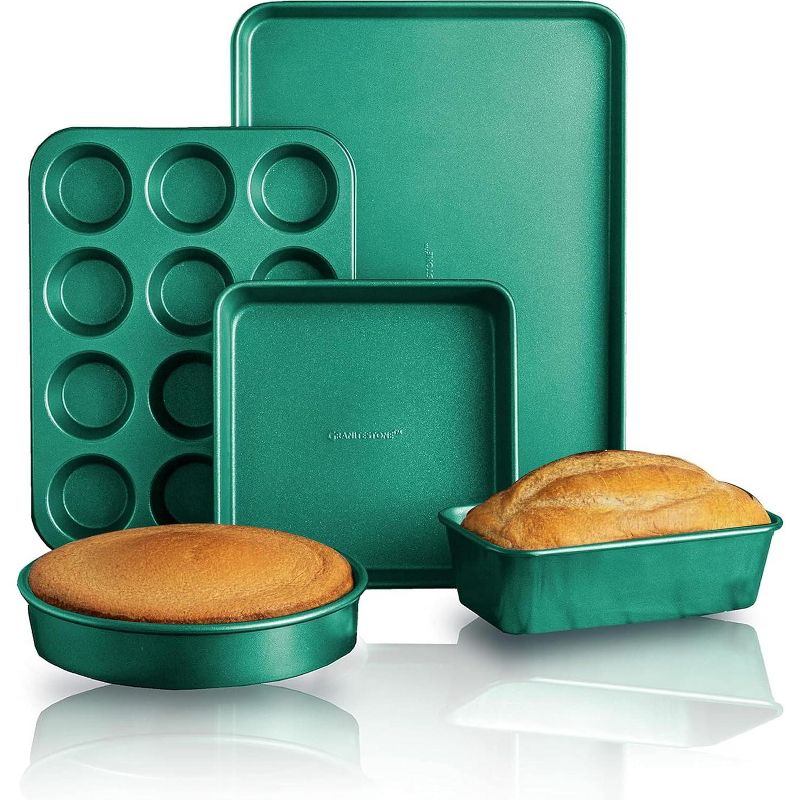 Granitestone Bakeware Set Ceramic Nonstick Baking Pan Muffin Pan Loaf Pan 5Pc
