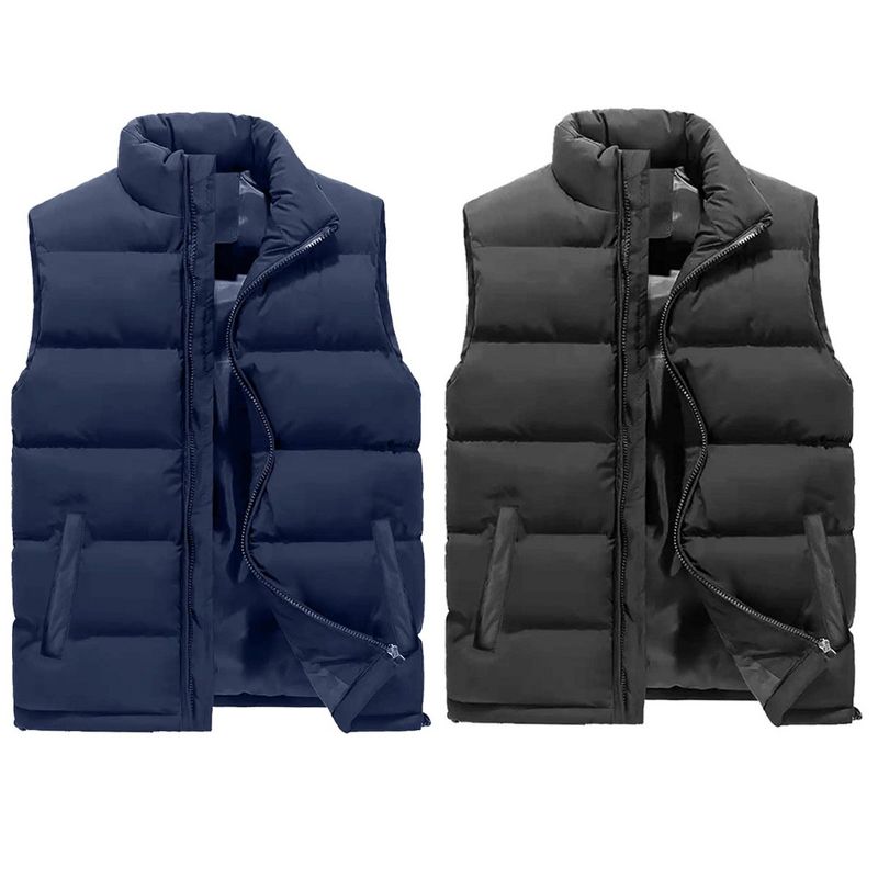 Spire By Galaxy Men's Modern Fit Heavyweight Puffer Bubble Vest-2 Pack
