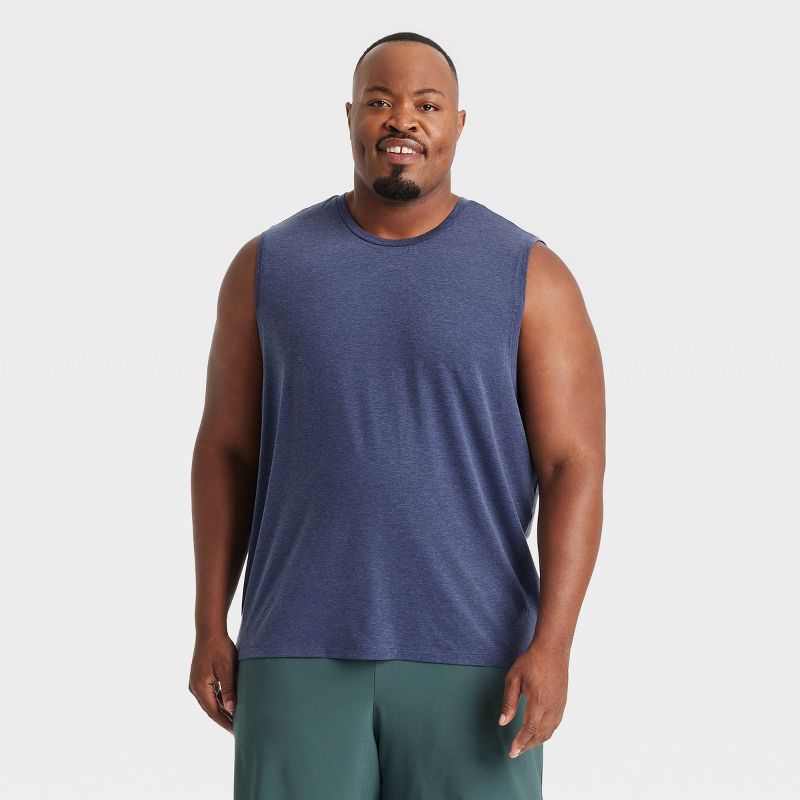 Men's Big Sleeveless Performance T-Shirt - All In Motion™ Navy Blue 2XL: Relaxed Fit, Lightweight Jersey