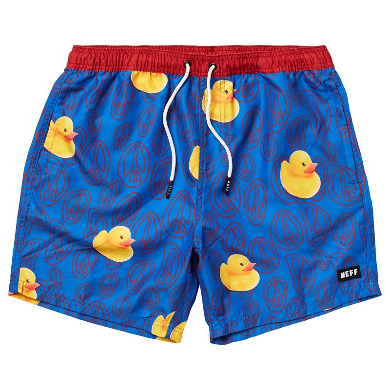 NEFF Men's Blue Ducky Peace Sign Daily Hot Tub Board Shorts for Swimming (3X)
