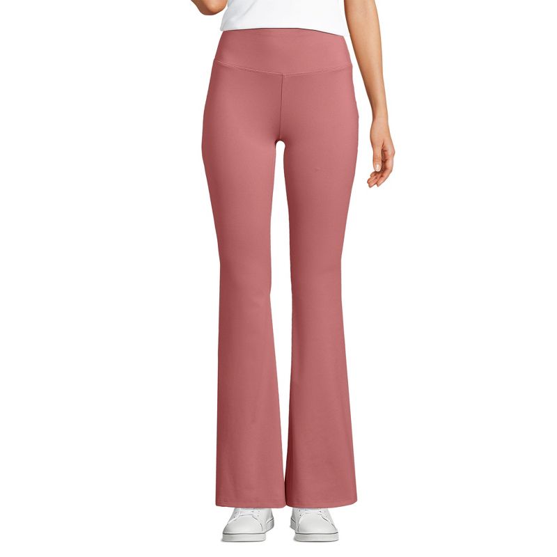 Lands' End Women's Active Hi Impact High Rise Slim Flare Pants - Medium - Dark Rose Clay