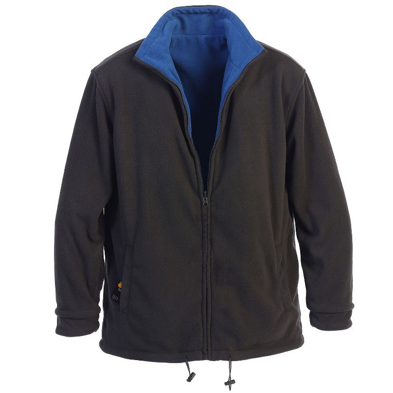 Gioberti Men's Zip Up Reversible Polar Fleece Heavy Jacket, Charcoal / Royal Blue, Medium