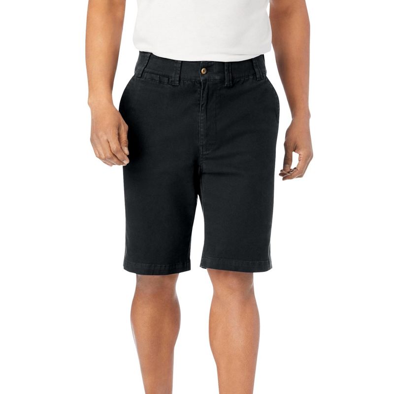 KingSize 10" Flex Full-Elastic Waist Chino Shorts - 38, Black