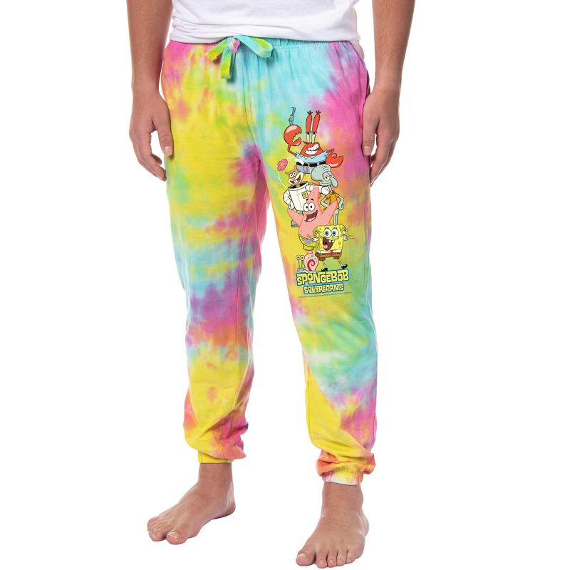 Intimo SpongeBob SquarePants Men's Friends Sleep Tie-Dye Pajama Pants For Adults (Large) Multicolored