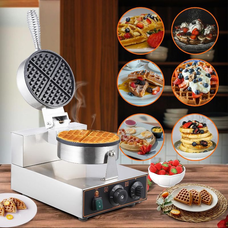 Commercial Waffle Cone Maker ,Stainless Steel Ice Cream Cone Maker Machine with 8.3” Non-Stick Baking Tray,for Restaurant, Coffee Shop