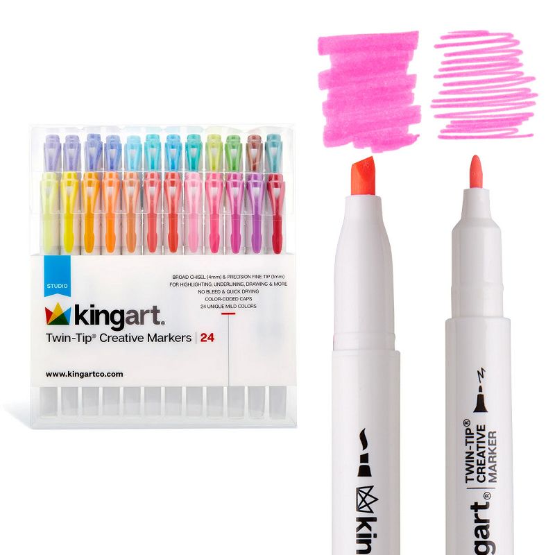 KINGART Twin-Tip Highlighters 24 Colors