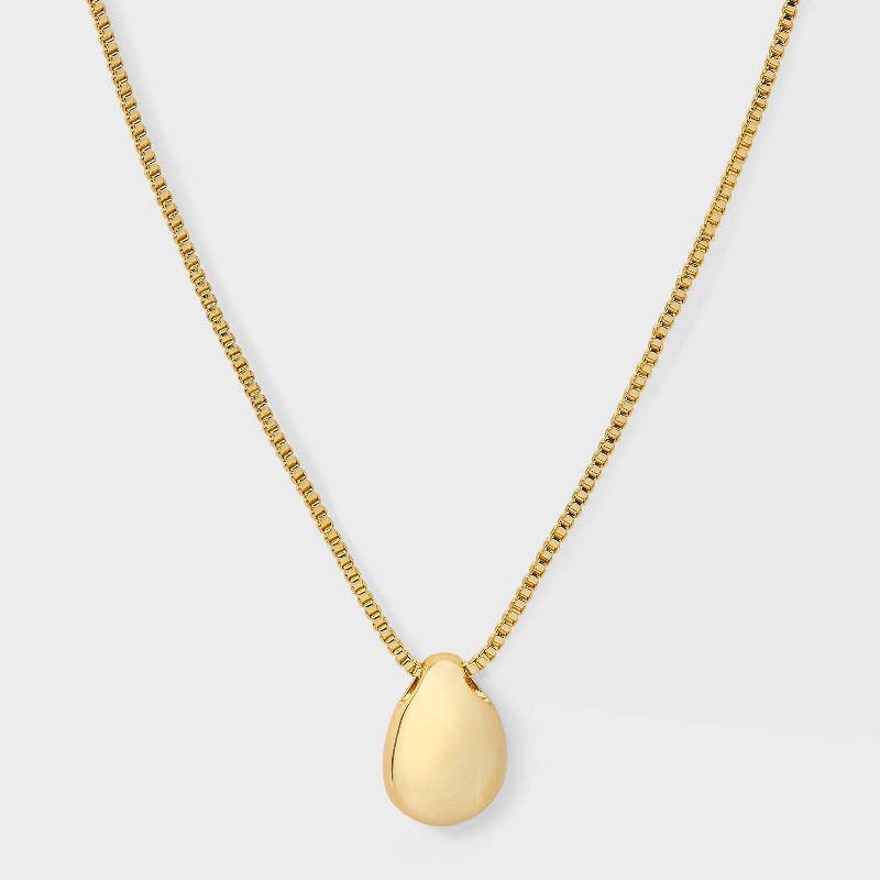 14K Gold Plated Puffed Teardrop Pendant Necklace - A New Day™ Gold