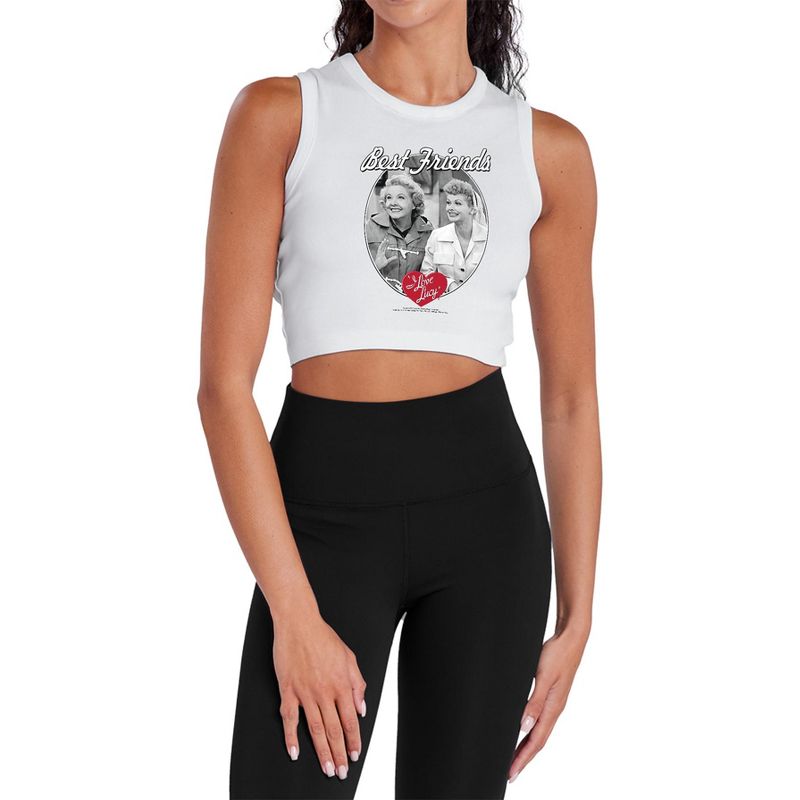 Women's Lucy Best Friends Sleeveless Crop Top Tank White X Large