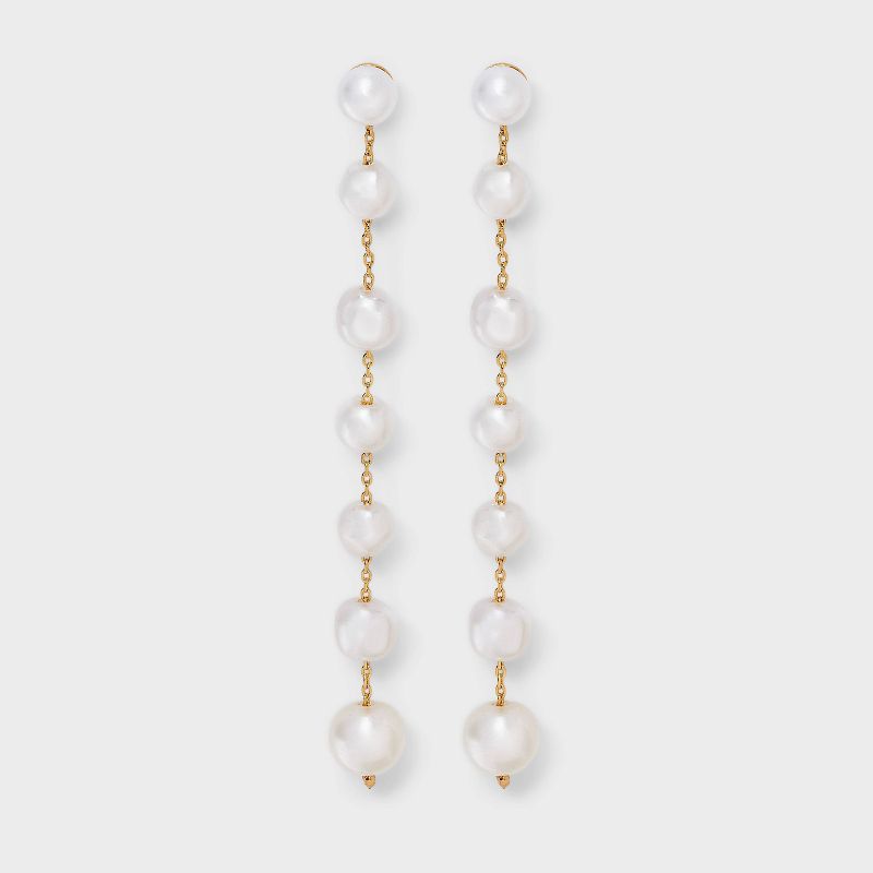 Linear Pearl Dangle Earrings - A New Day™ Pearl