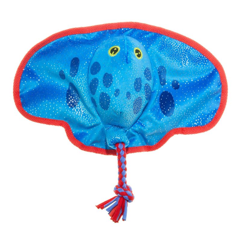 BARK 3.4" Sandy the Blue Stingray Under the Seams Plush Rope Dog Toy