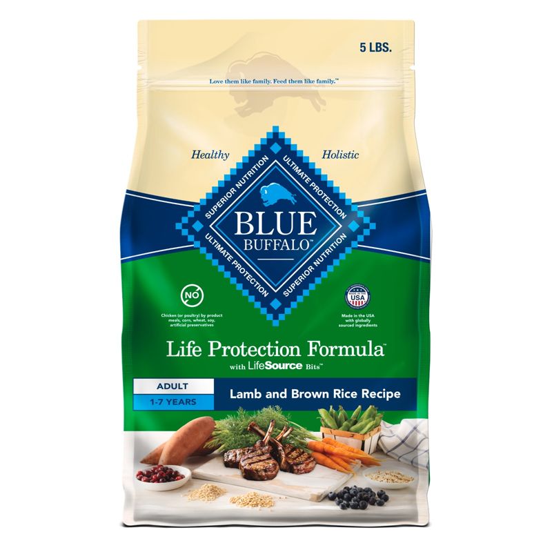 Blue Buffalo Life Protection Formula Natural Adult Dry Dog Food with Lamb and Brown Rice - 5lbs