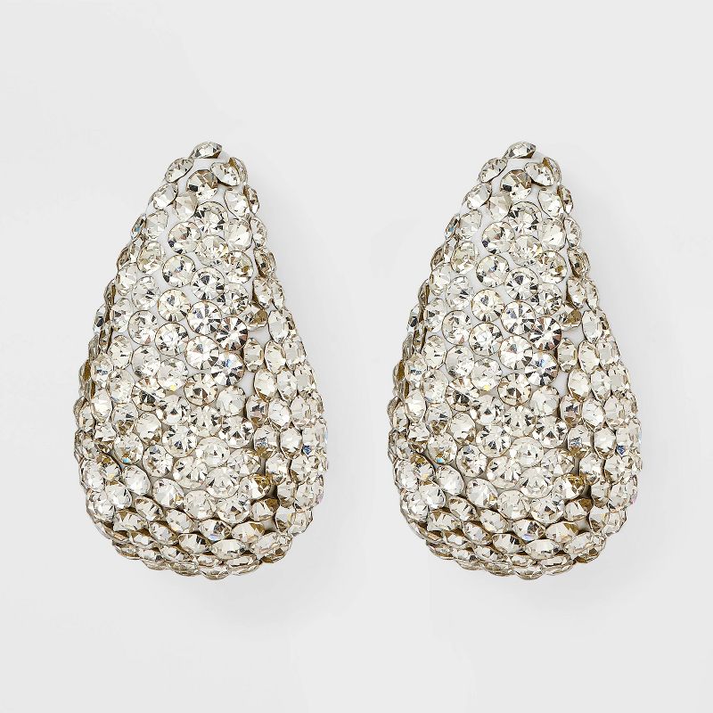 Rhinestone Embedded Teardrop Earrings - A New Day™ Gold/Clear