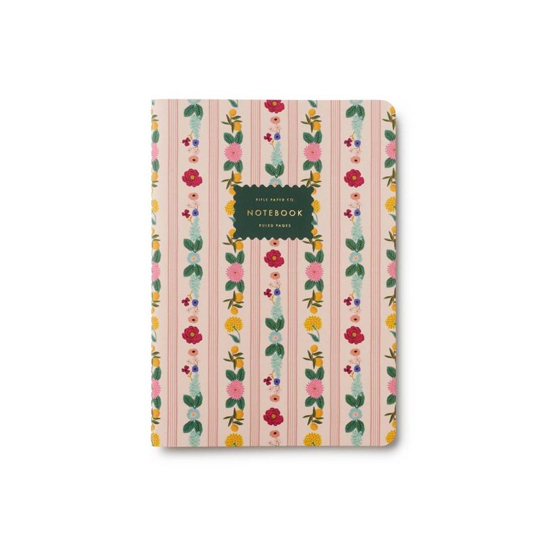 Rifle Paper Co. Floral Stripe Stitched Notebook