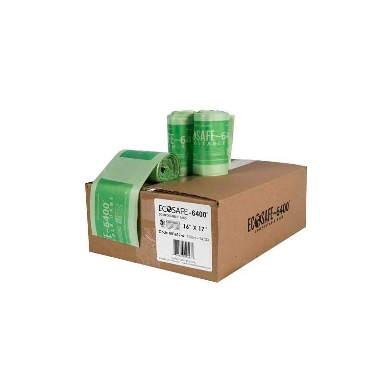 EcoSafe 2.5 Gal Certified Compostable Trash Bags 16"x17" - Roll of 30