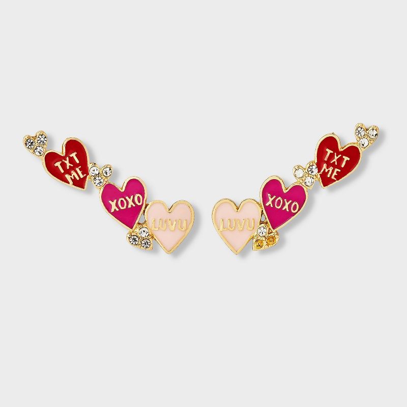 SUGARFIX By BaubleBar Inbox Full of Love Crawler Earrings - Pink