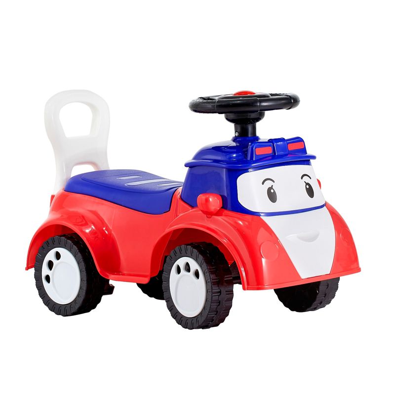TopComfy Baby WalkersToddler Push Ride On Car with Interactive Sounds, Storage, Foot-to-Floor Walker for 19-36 Months, Red, 24.02"*11.81"*10.63"