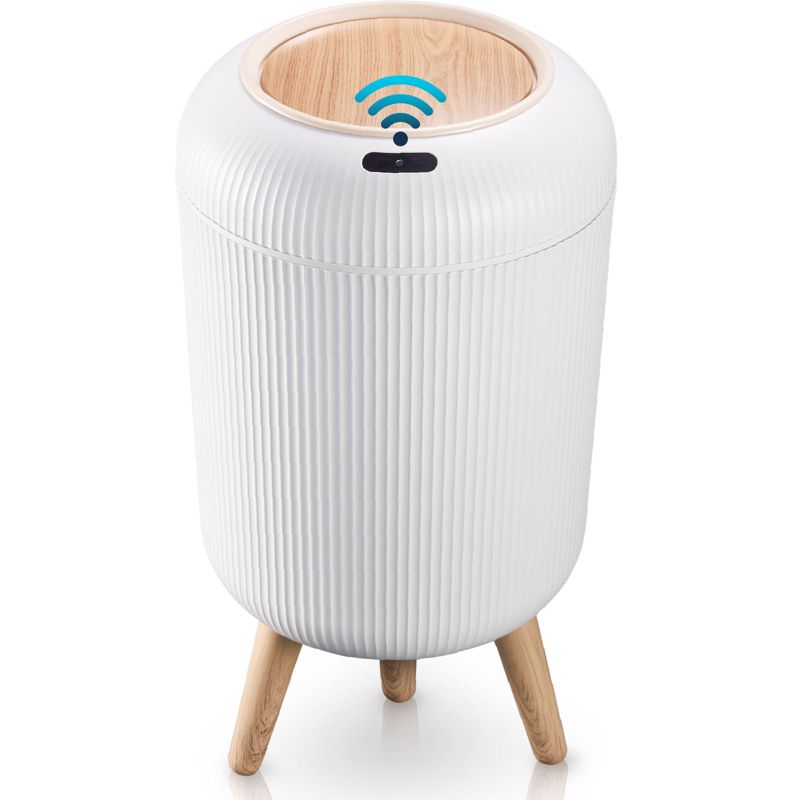 Liba Motion Sensor Trash Can, Touchless Automatic Waterproof Garbage Can for Kitchen, Bathroom, White