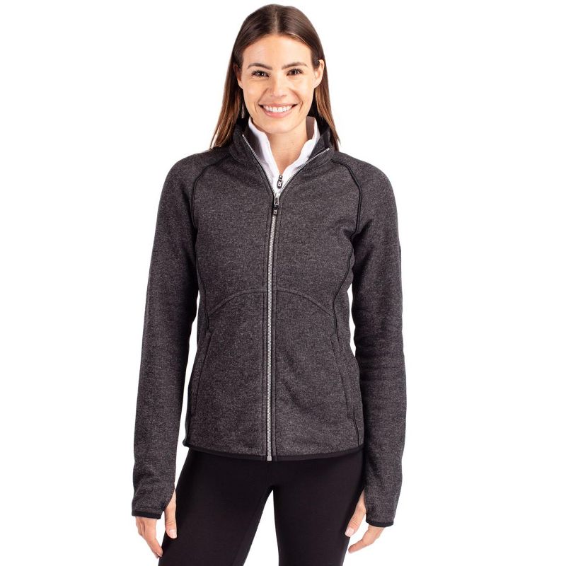 Cutter & Buck Mainsail Sweater-Knit Womens Full Zip Jacket - Charcoal Heather - XS