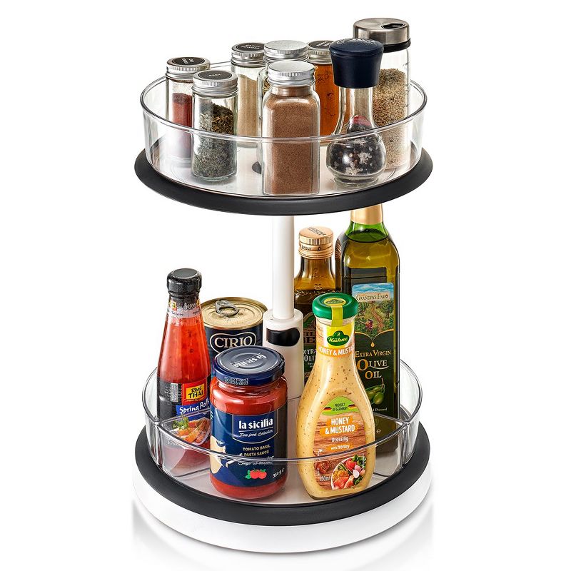 Sorbus 2-Tier Clear Lazy Susan Turntable Organizer - 360° Rotating Spice Rack with Non-Slip Base for Kitchen Cabinet, Pantry, Countertop Storage