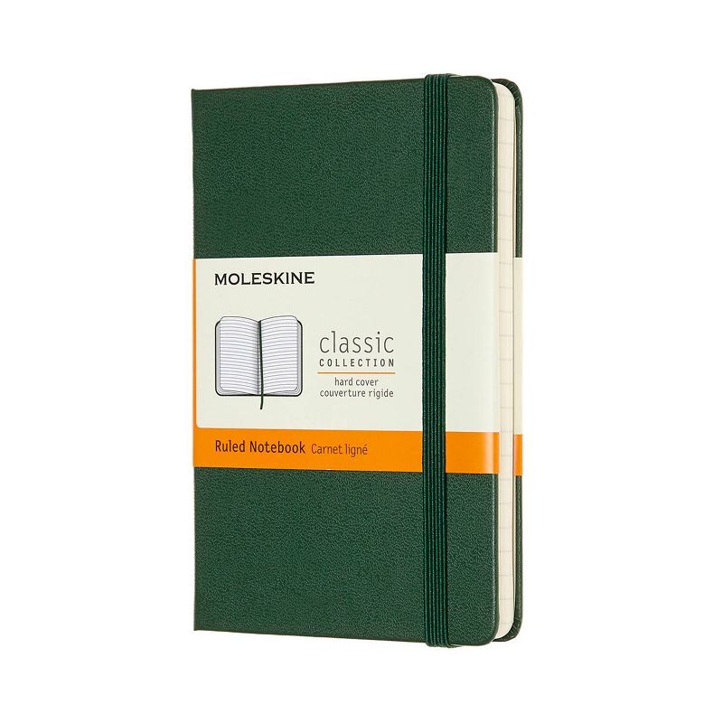 Moleskine Ruled Notebook Classic Hardcover Myrtle Green: Pocket Journal, 3.5x5.5", Acid-Free, Elastic Closure, 192 Pages