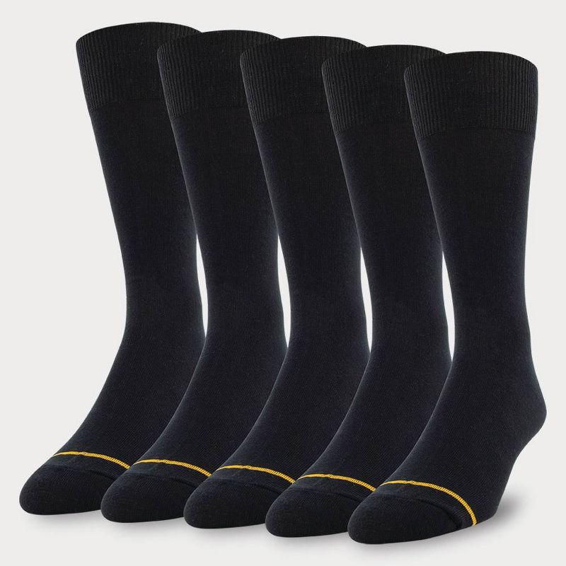 Signature Gold by GOLDTOE Men's Flatknit Crew Socks 5pk - Black 6-12.5