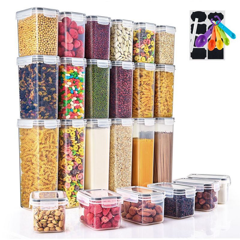 Sorbus 24 Pack Airtight Food Storage Containers, Labels, Marker & Measuring Spoons - Functional Dry Food Organizers for Kitchen, Pantry, and more