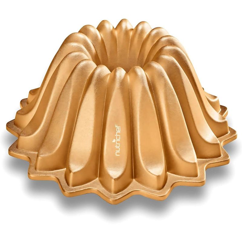 NutriChef Extra Thick Cast Aluminum Spring Water Fluted Cake Pan – Non-Stick Coating, Oven Safe