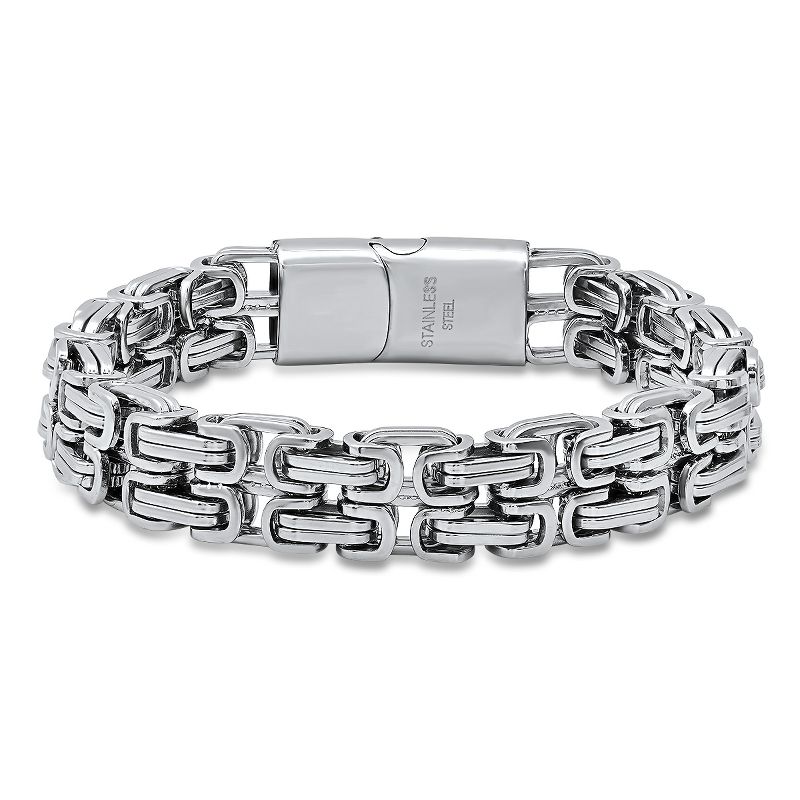 Steeltime Men's stainless steel double byzantine link bracelet