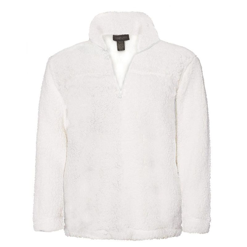 Gioberti Men's Super Soft Faux Shearling 1/4 Zip Pullover Sweater, Off White, Size Small
