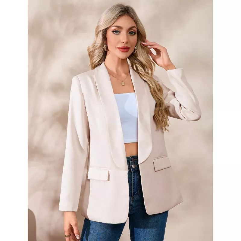 Blazer Jackets for Women Business Casual Outfits Work Office Blazers Lightweight Dressy Suits with Pocket S/Apricot