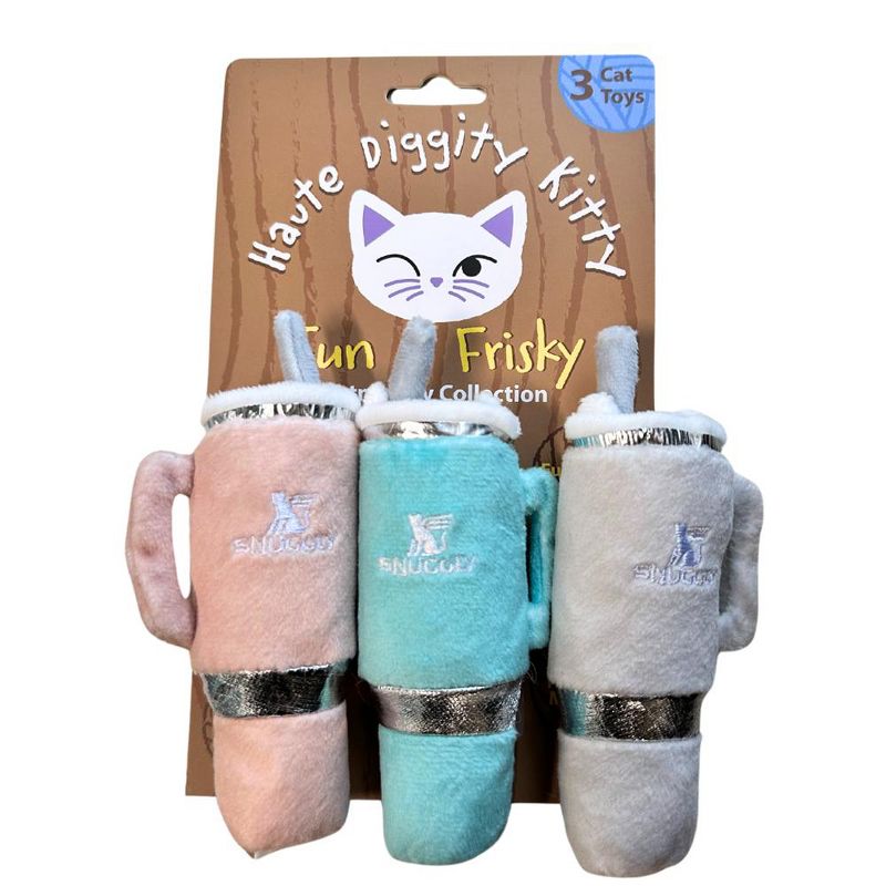 Haute Diggity Kitty by Haute Diggity Dog Snuggly Cup 3-Pack (Teal, Ivory, Blush) Organic Catnip