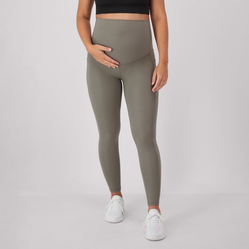 Hanes Maternity Women's Stretch & Recover 7/8 Leggings, 25" Inseam Cool Grey M