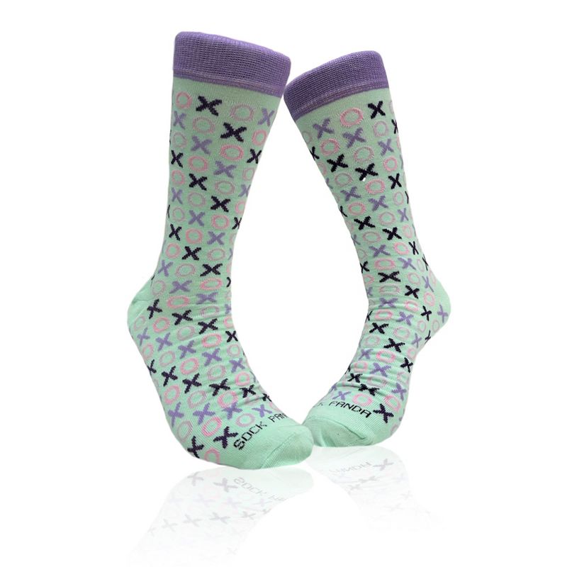 Hugs and Kisses (xoxo) Love Patterned Office Socks from the Sock Panda (Men's Sizes, Adult Large) - Mint Green